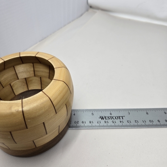 Maple Potpourri Bowl With Pewter Floral Design Lid Decorative Wood Design - Picture 13 of 13